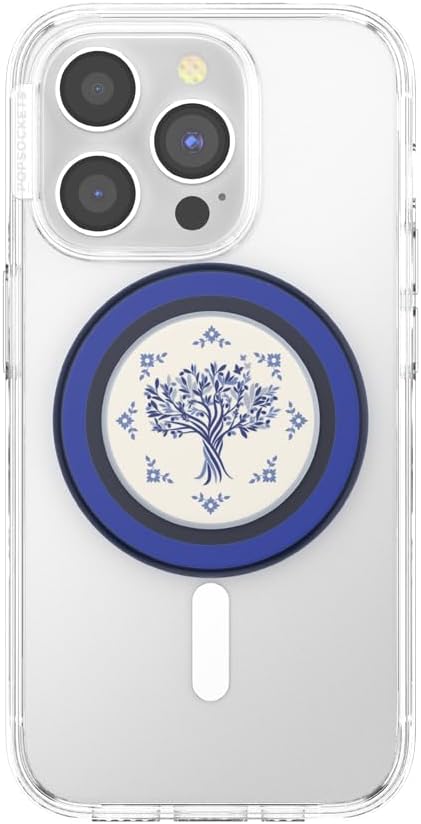 PopSockets Phone Grip for MagSafe with Kickstand, Magnetic Stand, Swappable Top, Secure Hold for iPhone MagSafe Cases, Phone & Tablet Grip - Olive Tree Tile