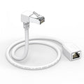 Right Angle Ethernet Extension Cable Down Angle1.5ft-White, 90 Degree CAT6 Ethernet Patch Cable RJ45 LAN Cable Extender Male to Female Connector for Router Modem Smart TV PC Computer Laptop