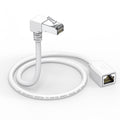 JUXINICE Right Angle Ethernet Extension Cable Down Angle1.5ft-White, 90 Degree CAT6 Ethernet Patch Cable RJ45 LAN Cable Extender Male to Female Connector for Router Modem Smart TV PC Computer Laptop