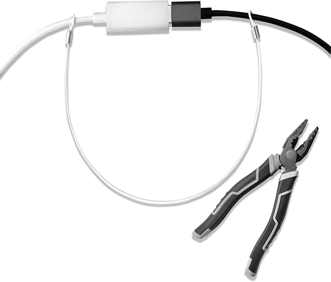 Cable Tethers 50 Pack with Crimping Tool (12 Inches, White Color), Adjustable Security Cable Look, Universal DIY Adapter Tethering Ties Kit for Computer Cord, Pre-Assembled, Tamper-Resistant