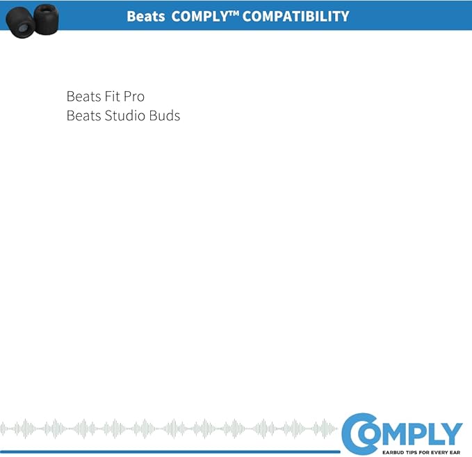Comply Memory Foam Replacement Earbud Tips for Beats Fit Pro & Beats Studio Buds | Ultimate Comfort, Secure Fit, Superior Noise Isolation | Black (S/M/L) (3 Pairs)