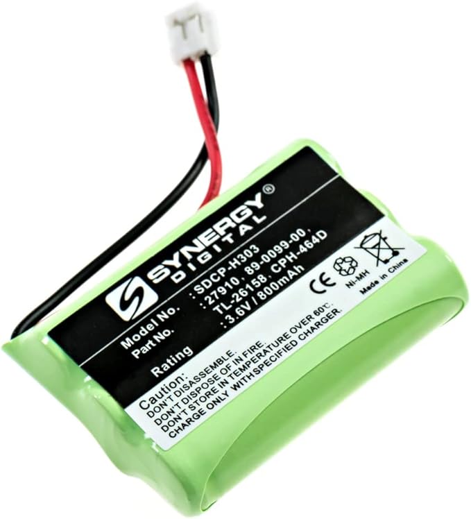 Synergy Digital Cordless Phone Batteries, Compatible with AT&T 27910 Cordless Phone, (Ni-MH, 3.6V, 800 mAh) Ultra High Capacity, Combo-Pack Includes: 2 x SDCP-H303 Batteries