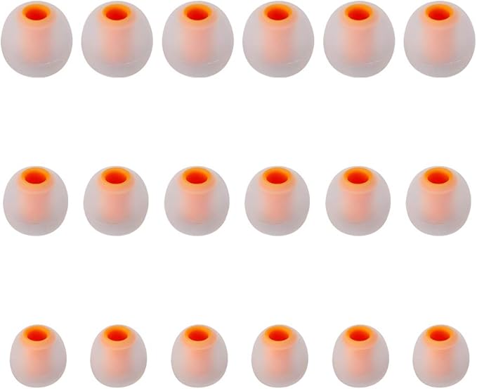 Earbud Tips Soft Silicone Earbuds Replacement Tips Fit for in-Ear Headphones(Inner Hole from 3.8mm - 4.2mm Earphones) 9 Pairs S/M/L,Transparent Orange