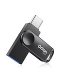 Orlian 64GB USB C Flash Drive Dual USB 3.0 Thumb Drive Type-C & USB-A up to 110MB/S Metal UDP Waterproof Swivel Design Memory Stick for Phone Android Tablet iPhone 15/16/17 Computer PC and More Black
