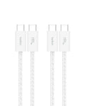 Belkin USB C to USB C Cable 2-Pack, 3.3ft, 60W - Type C Charger, iPhone Charger Cord, Soft, Braided, Flexible for iPhone 16, Galaxy S25, Pixel 9, Airpods, iPad Pro & More, Travel Essentials - White