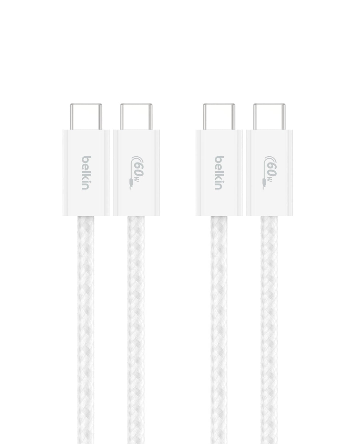 Belkin USB C to USB C 60W Braided Cable 2 Pack, 6.6ft iPhone Charger Cord
