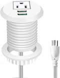 Desktop Power Grommet,Desk Grommet Outlet 2 inch Hole,Power Grommet with USB, Easy Access to 1 power Source Along with 2 USB Power Port Connections(white)