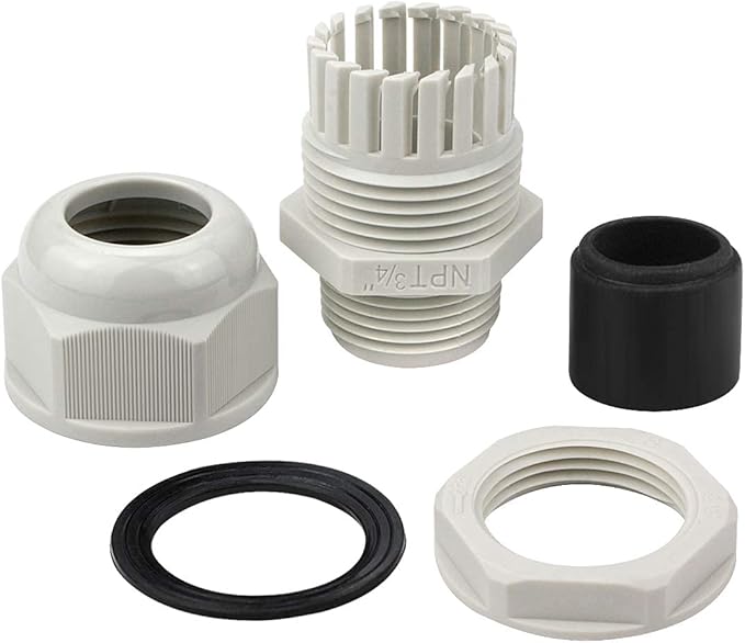 XHF 10 Pcs 1/2" IP68 Strain Relief Nylon Cord Grip NPT Cable Glands Adjustable UL Listed and RoHS Compliant (Grey)