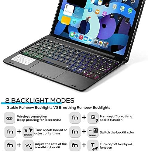 Touchpad Keyboard Case for iPad (A16) 11th Gen 2025/iPad 10th Generation 2022, Backlit Trackpad Keyboard Folio Smart 360° Rotatable Stand Cover with Pencil Holder, Silver