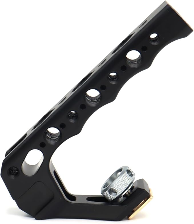 Universal Top Handle with 3/8" Screw Locating Pins for DSLR Camera Cage, with 3 Cold Shoe Adapters to Mount DSLR Camera with Microphone/LED Light/Monitor (Black with 3/8" Screw)