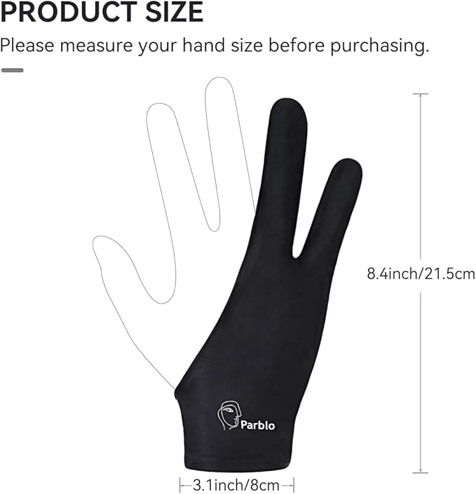 Parblo PR-01 Drawing Glove 2Pack,Digital Drawing Artist Glove Two Finger ArtGlove for Right Hand and Left Hand