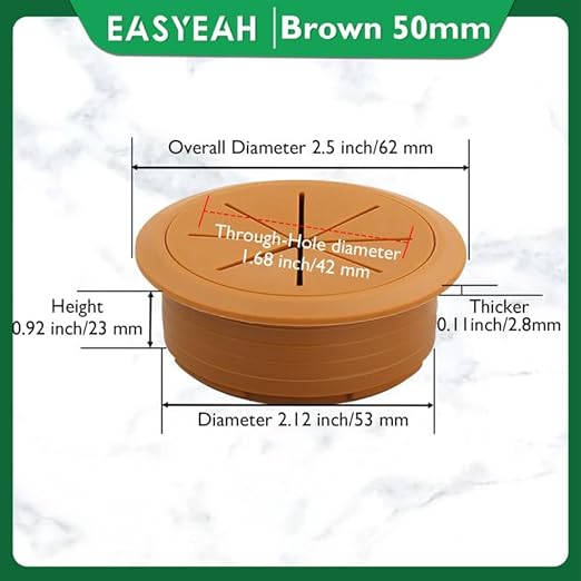 EASYEAH 2 Pcs Desk Grommet 2-1/16" / 53 mm, Desk Hole Cover for Cables