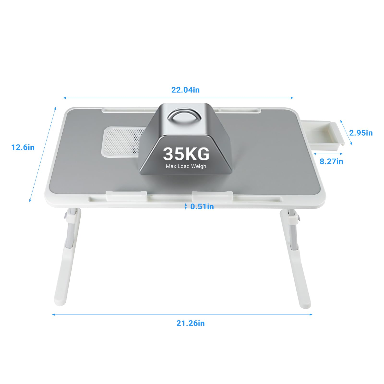 iXTRA Adjustable Laptop Lap Desk with Cooling Fan USB Light for Adults 56x32cm,Grey