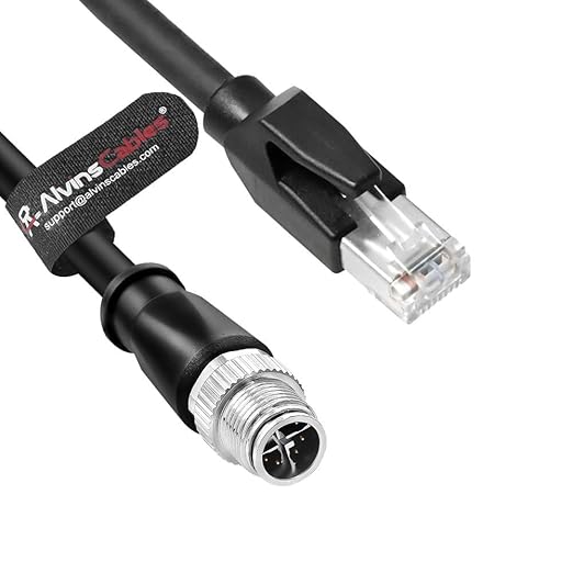 Alvin's Cables M12 X Coded 8 Pin Male to RJ45 Shielded Ethernet Cable M12 8 Position Cat6a Cable for Cognex Industrial Camera 10M/32.8ft