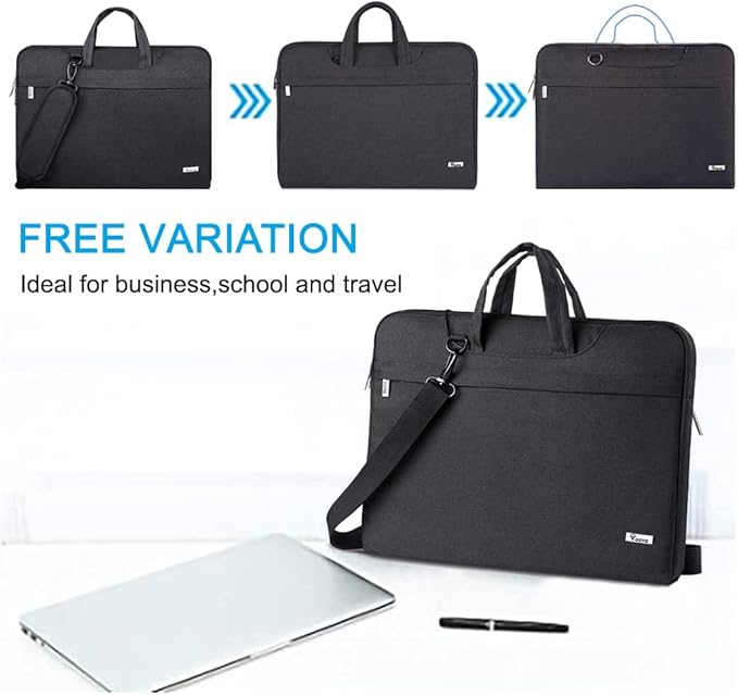 Voova Laptop Bag 13 14 Inch, Waterproof Computer Sleeve Carrying Case with Shoulder Straps & Handle Compatible with Macbook Air 13 M2/M3/M4, MacBook Pro 13/14, HP Dell Lenovo Chromebook 14, Black
