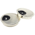 HAHIYO 2Pcs 2.4Inch/60mm Brushed Silver Zinc Alloy Desk Grommet Wire Grommet Cable Management Cord Hole Cover Desk Wire Hole Insert Wire Organizer for Computer Office Home School Equipment Systems