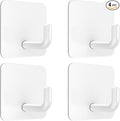 VIS'V Adhesive Hooks, Metal Shower Wall Stick on Hooks, Waterproof, 2 Extra Adhesive Strips, White, 4 Pcs