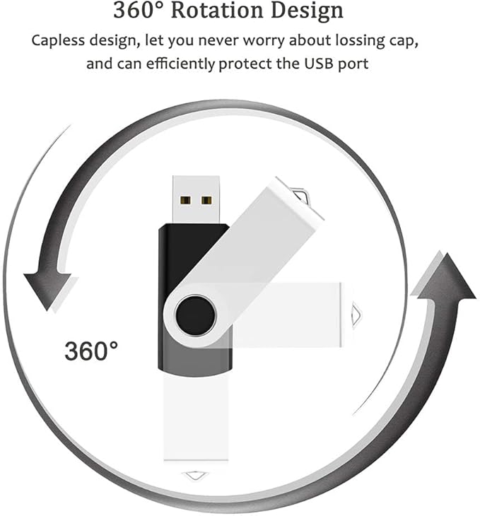 5 Pack 128GB USB Flash Drive with Type C Adapter and Storage Box USB 2.0 High Speed Metal Pen Drive 360° Rotatable Storage Memory Stick for Phone/Pad/PC/Laptop/Android - Black(5-Pack 128GB)