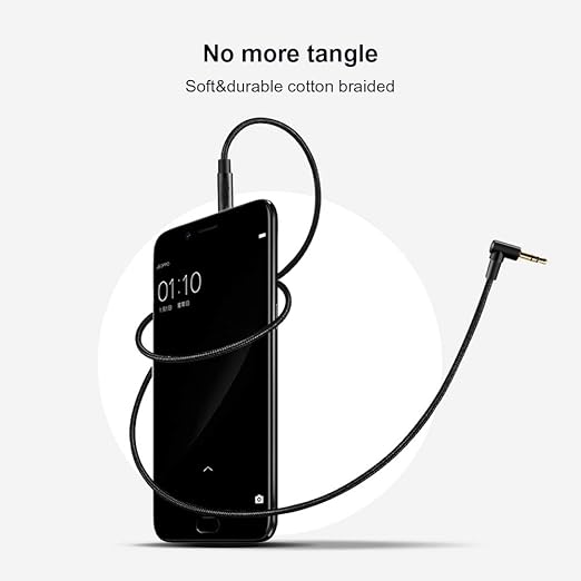 CableCreation 3.5mm Audio Cable 3FT/0.9M, 3.5mm Right Angle Male to Male Auxiliary Jack HiFi Cable with Silver-Plating Copper Core for Car Stereos, iPhone, PS4, Beats, Echo-Dot & More