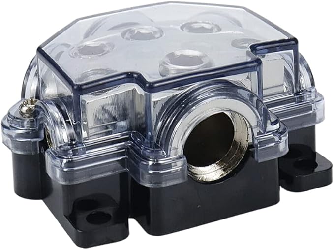 2pc Power Distribution Block Car Audio 1 in 5 Ways Out Car Audio Distributions Block 0 Gauge Input 2/4/8 Gauge Out Ground Cable Splitter Distribution Blocks for Automotive