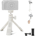 NEEWER Basics Mini Desk Selfie Stick Tripod Compatible with iPhone GoPro Insta360 DJI, Portable Small Camera Webcam Android Cell Phone Holder Ball Head Elevated Axis Video Recording Stand, TP43 White