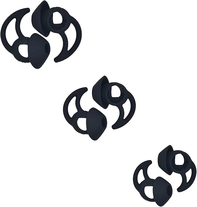 Earbud Replacement Tips Silicone Earbud Tips Ear Bud Covers Compatible with Bose Quietcomfort and Sport Headphone Ear Tips 3 Pairs S M L Black