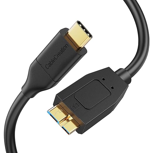CableCreation 4FT*2 USB C to Micro B Cable,10Gbps Speed External Hard Drive Braided,USB 3.1 Type C to Micro B Work for iPhone 15/16,Seagate WD Westgate My Passport,MacBook Pro, iPad/Tablet,Black