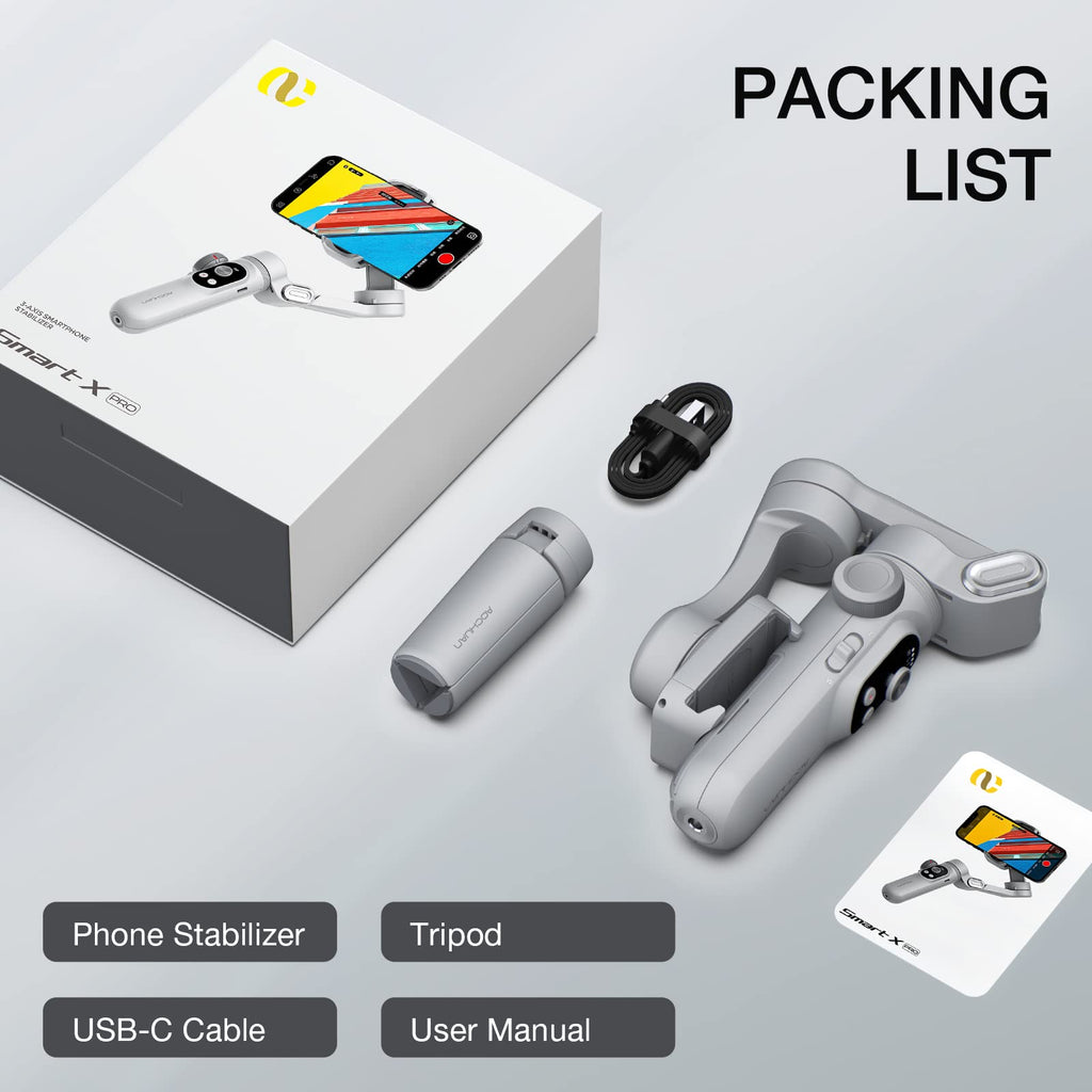 Professional Gimbal Stabilizer for Smartphone w/Wireless Charging OLED Display LED Light Focus Wheel, 3-Axis Phone Gimbal Stabilizer for iPhone 15 14 13 12 Pro/Max/Xs Galaxy S23-AOCHUAN Smart X3 Grey