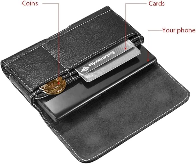 GW USA for for Samsung Galaxy S25 S24 Ultra Plus, Z Fold 7 6 Holster Black Leather Carrying Cell Phone Holder Belt Clip Holster Case Pouch for iPhone 14 15 16 17 Pro Max 14 15 16 Plus 17 Air