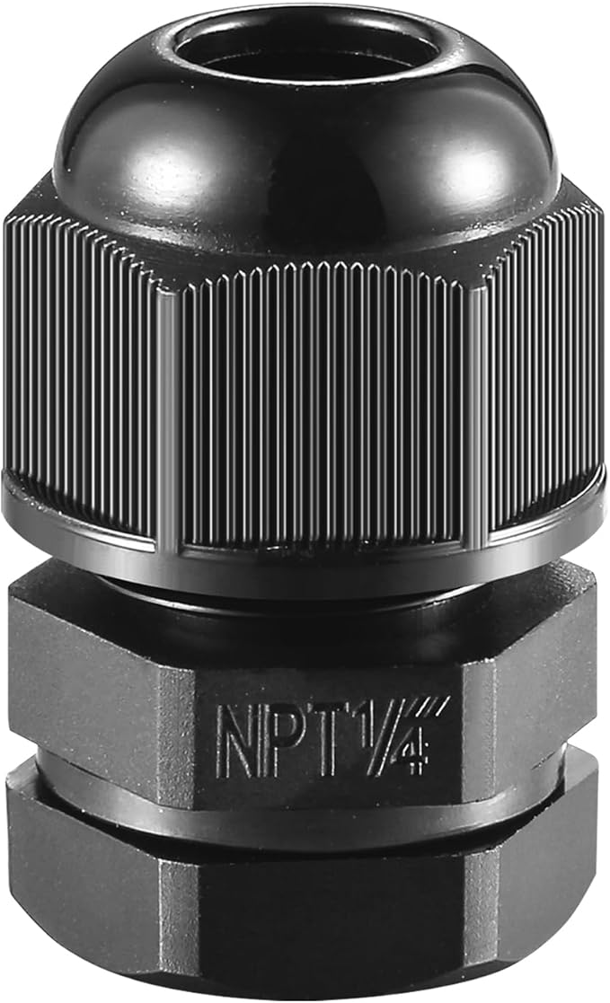 10 PCS 1/4"(4-8mm) NPT Nylon Cable Gland Joints with Gaskets, IP68 Adjustable Lock Nut Strain Relief Cord Grip Waterproof Cable Glands - UL Listed and RoHS Compliant