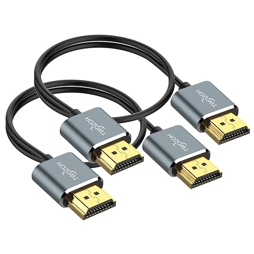 Twozoh Flexible & Slim HDMI Cable 6.6FT 2 Pack, Ultra Thin HDMI Cord Supports High Speed 4K@60Hz 18gbps 2160P/1080P