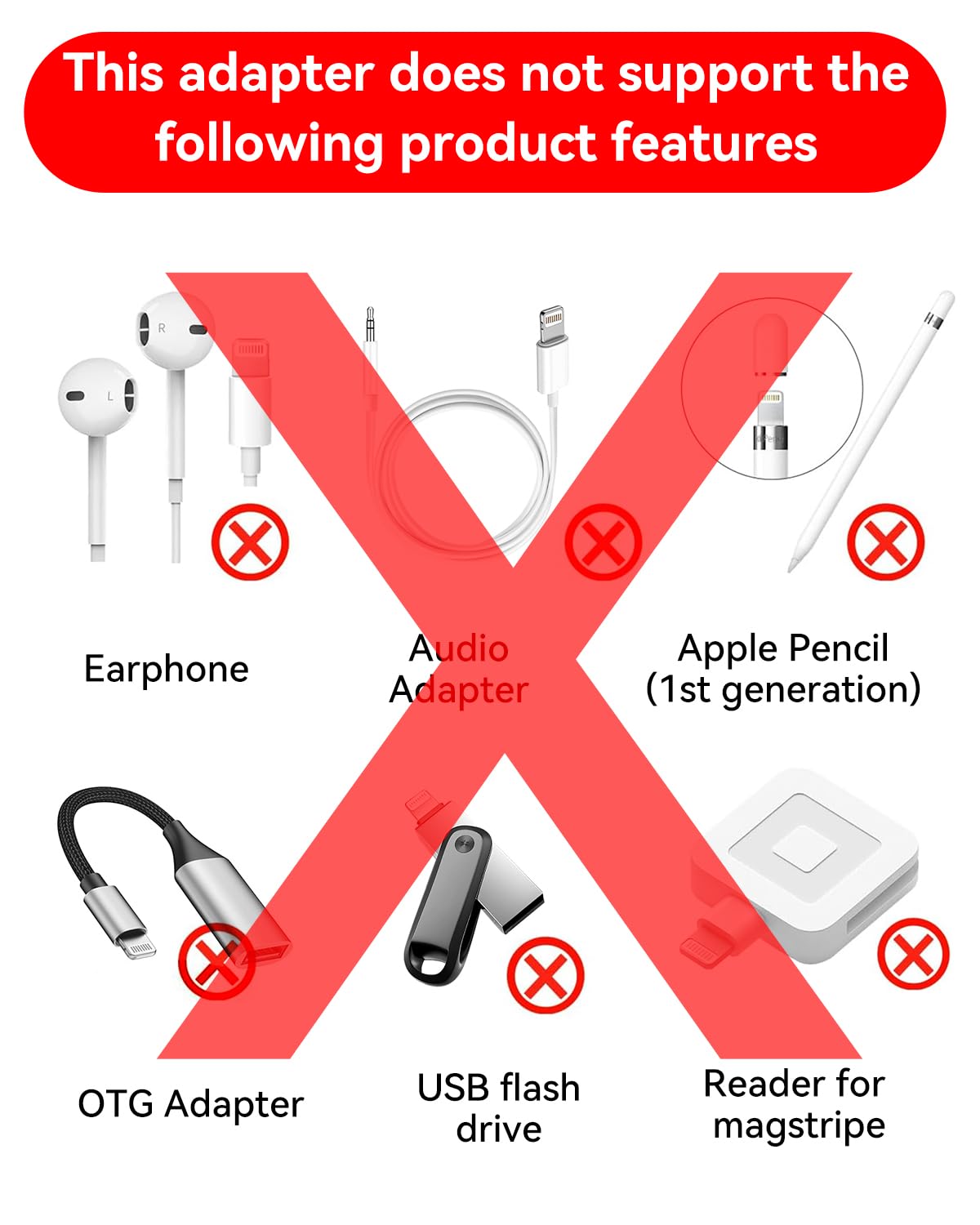 Temdan Not for Audio/OTG [4 Pack Lightning to USB C Adapter]-White