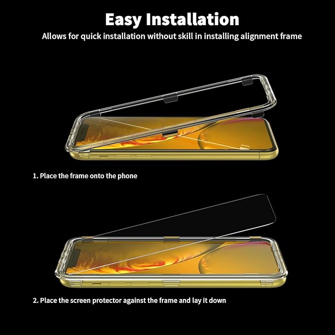 UNBREAKcable 2-Pack Screen Protector for iPhone 11/iPhone XR, Double Shatterproof Tempered Glass [Easy Installation Frame] [9H Hardness] [99.99% HD Clear]