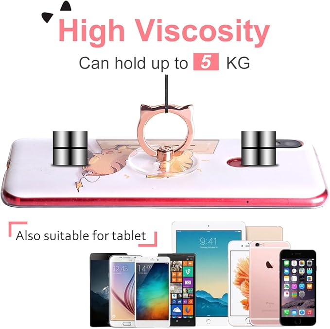 Cat Phone Ring Holder - EI Sonador Clear Cell Phone Ring Holder Transparent Stand Finger Grip (2 Silver Cat)