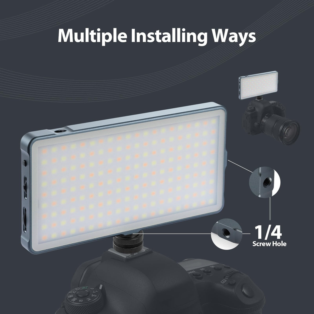 ENEGON 4000mAh Rechargeable Mountable Bicolor LED Video Light with Mini Panel for Professional DSLR Cameras | Photo Video Lighting Long Battery Life | Fits for iPhone Sony Canon Nikon Fuji Panasonic