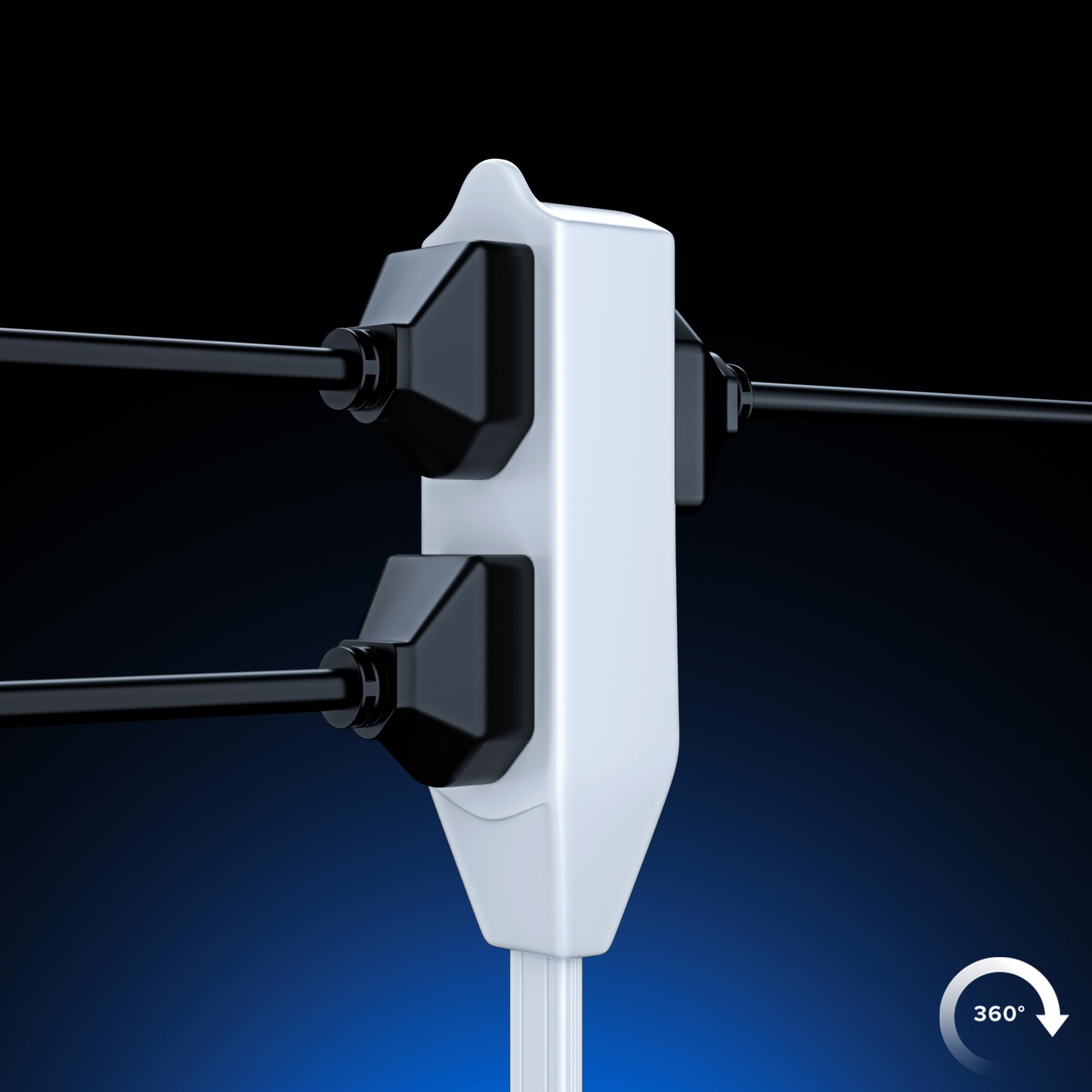 Maximm Cable 4 Ft 360° Rotating Flat Plug Extension Cord, 16/3 AWG Multi 3 Outlet 3-Prong Grounded Wire- White - UL Certified
