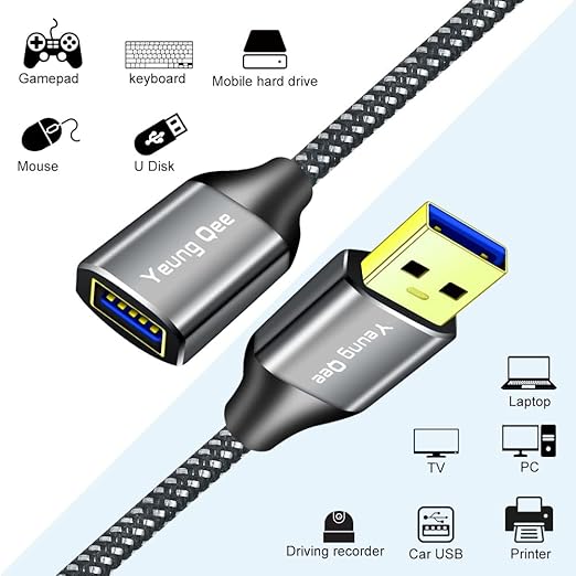 USB 3.0 Extension Cable 15 ft,5Gbps High Speed USB 3.0 Type A Male to Female Extension Cord,USB Extension Lead Compatible with USB Flash Drive, Hard Drive, Card Reader,Scanner,Keyboard (15FT)