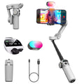AOCHUAN Smart X2 3-Axis Gimbal Stabilizer for Smartphone with Adjustable RGB Fill Light, Built-in 20cm Extension Pole Selfie Stick, OLED Screen for Night Shots, Video Recording,X2 KIT White