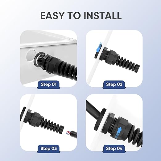 Strain Relief Cord Connector,LISTENJIALE 2Pcs NPT 1" Waterproof Cable Gland Flex Spiral Strain Relief Adjustable 18-25mm Cable Connector Nylon Joint with Gaskets(Black)