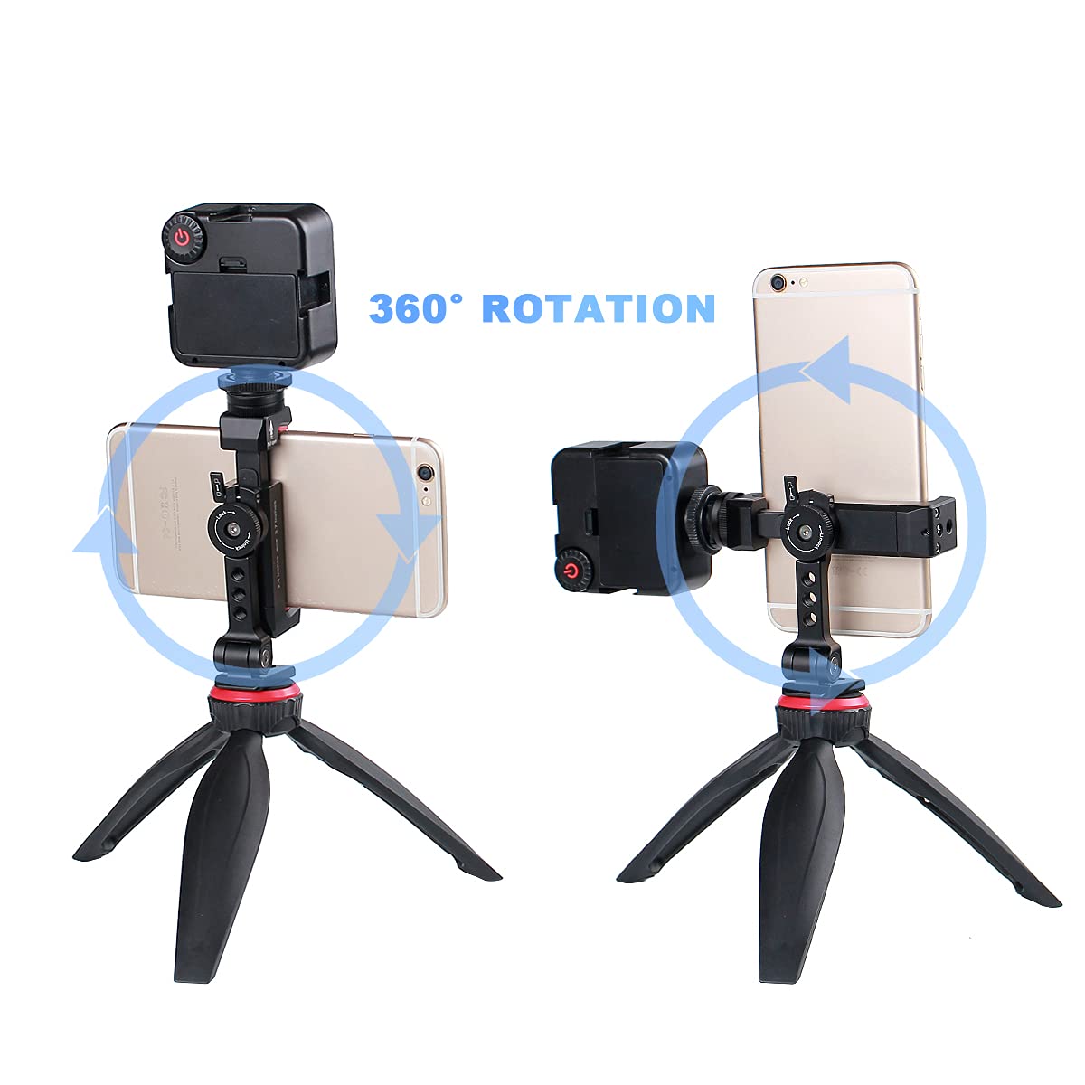 Arnarkok Metal Phone Tripod Mount with Rotatable Cold Shoe Mount