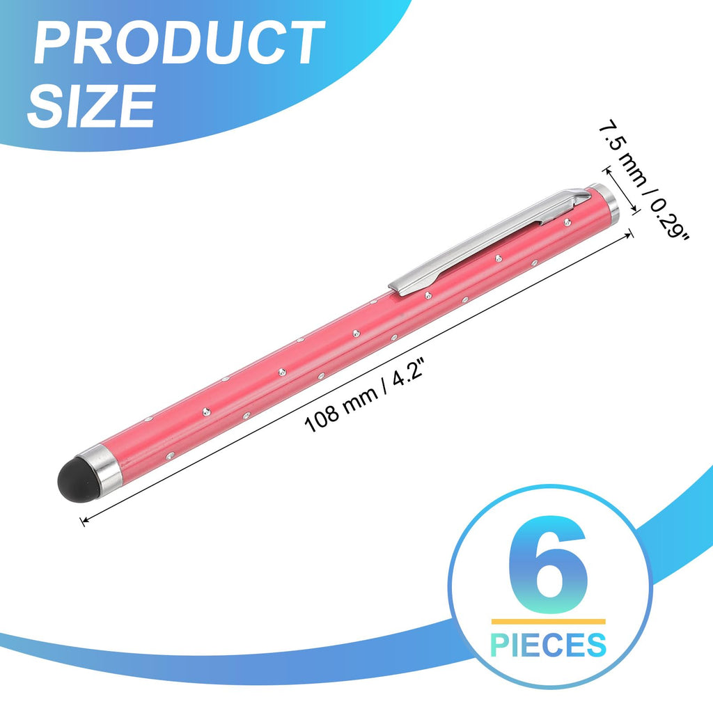 PATIKIL Stylus Pens for Touch Screens, 6 Pcs High Precision Universal Bling Stylus Crystal Metal Capacitive Pen for Touch Screen Devices Phone Tablets Laptop, Pink