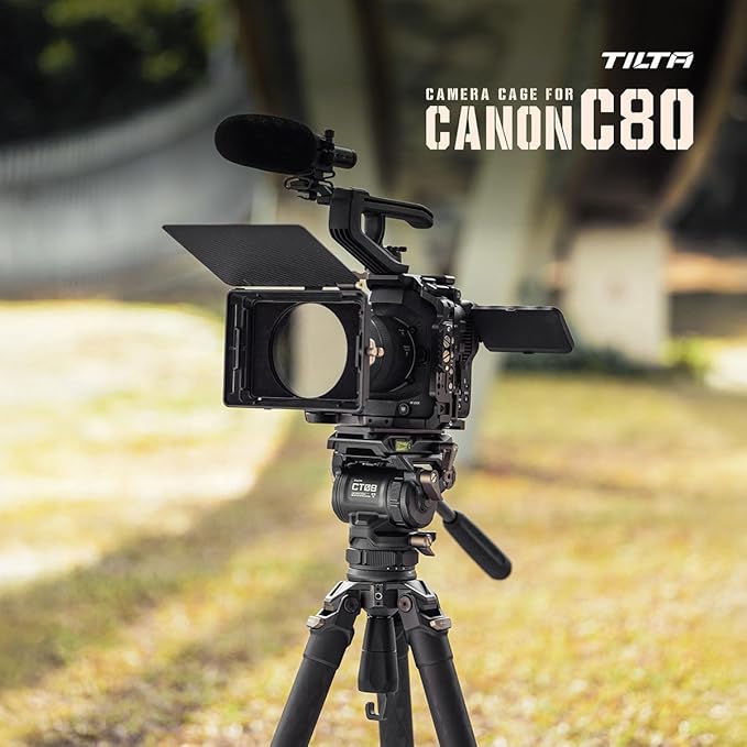 Tilta Camera Cage Compatible with Canon C80 Base Kit | Includes Top Plate, Side Arms, Bottom Plate, NATO Rail, HDMI Clamp & Cold Shoe Receiver | Custom Fit for C80 Body