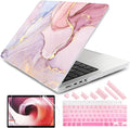 DONGKE for M4 MacBook Pro 16 Inch Case 2024 2023 2021 A3403 A3186 M3 A2991 M2 A2780 M1 A2485 Pro/Max Chip, Plastic Hard Shell Case & Keyboard Cover for Mac Pro 16 with Touch ID, Marble X256