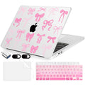 MecBevia Compatible with 2026 M5 MacBook Air 15 inch Case, 2026 2025-2023 M5 A3448 M4 A3241 M3 A3114 M2 A2941, Keyboard Cover, Screen Protector, Webcam Cover & Type-C OTG, Pink Bows