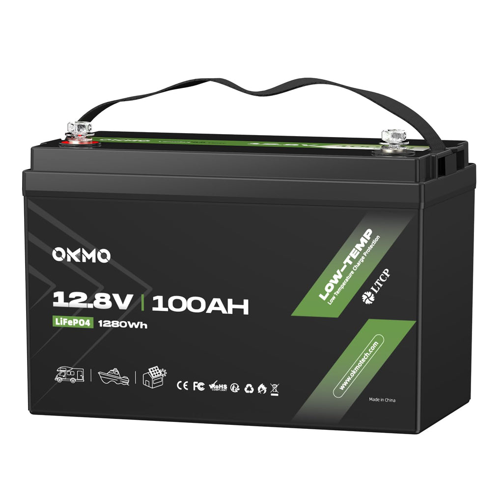 12V 100Ah LiFePO4 Lithium Battery, Built-in 100A BMS with Low-Temp Protection, 15000+ Deep Cycles & 1280Wh Energy for RV, Solar, Marine, Trolling Motor, Home Storage
