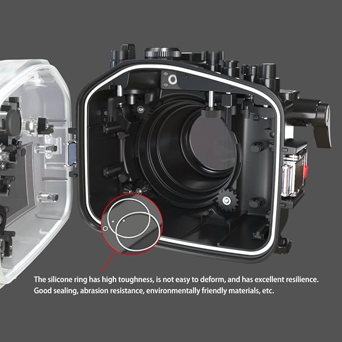 Sea frogs Underwater Camera Case Compatible with Canon EOS R6 60MM IPX8 40m/130ft Maximum Diving Depth Waterproof Camera Housing for Diving, Surfing, Rowing, Skiing