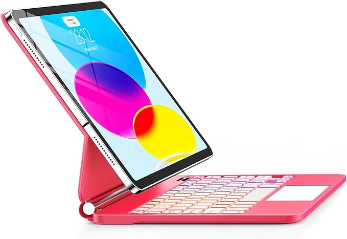 for iPad 11th (A16) & 10th Generation Case with Keyboard – Magic-Style Magnetic – Floating Cantilever Stand - Multi-Touch Trackpad Keyboard Case for iPad 11 inch 2025&10th Gen 10.9 inch (Rose Red)