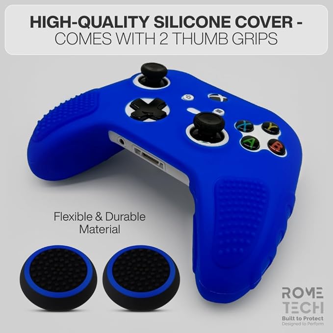for Xbox Controller Series X/S (2024/2023) Silicone Protective Cover, Soft Skin Xbox Controller Accessories, Anti-Slip Cover with 2 Joystick Caps (Blue)