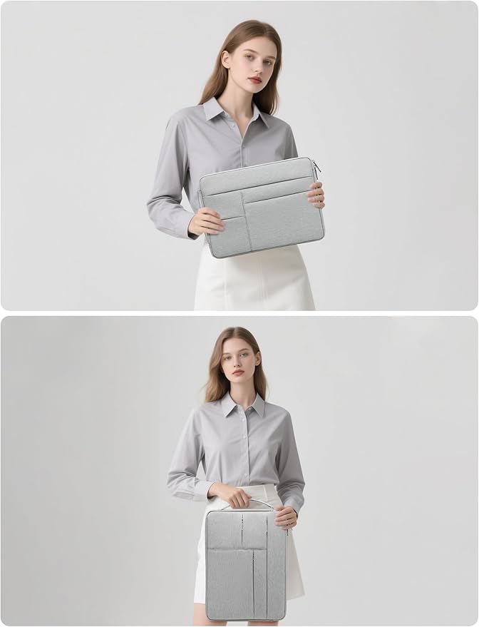 HYZUO 14-15 Inch Laptop Sleeve Bag for MacBook Air 15 M4 M3 M2, MacBook Pro 15, 15" Surface Laptop, XPS 14/15 Plus, Portable NoteBook Case for 14" HP Dell Lenovo ThinkPad Acer, Light Gray