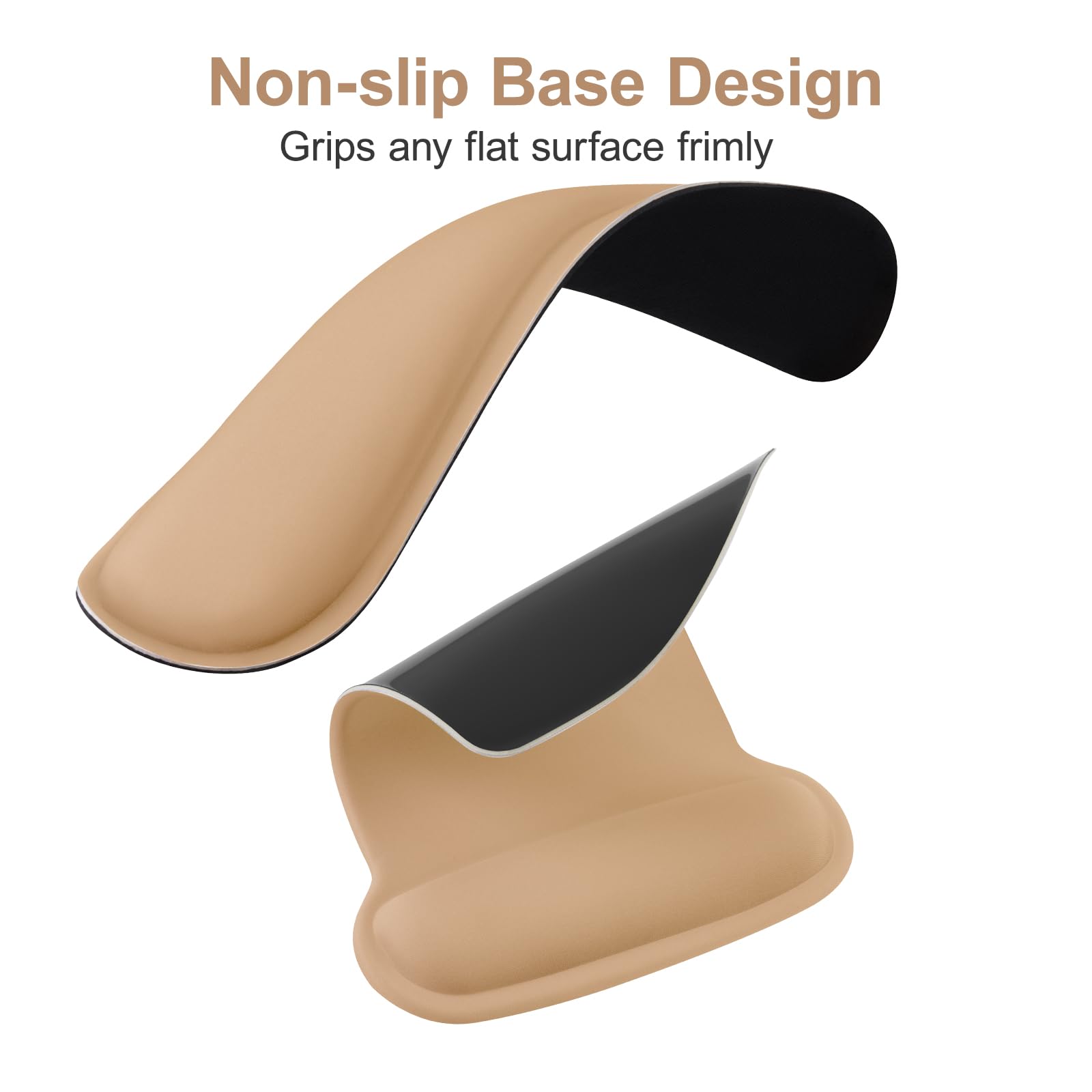 MOSISO Wrist Rest Support for Mouse Pad & Keyboard Set, Ergonomic Mousepad Non-Slip Base Home/Office Pain Relief & Easy Typing Cushion with Neoprene Cloth & Raised Memory Foam, Mocha